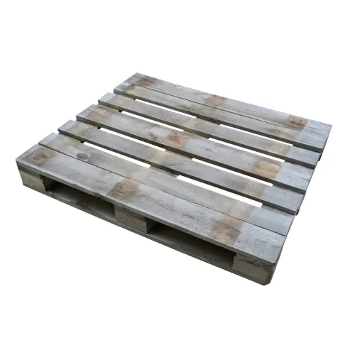 Zware gebruikte blokpallet — 120 × 100 cm — hoofdaanzicht