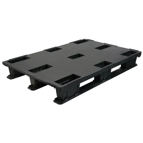 Dichte kunststof blokpallet — drie sledes, 175 mm — hoofdaanzicht