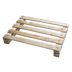 Houten displaypallet — 80 × 60 cm, twee sledes — productaanzicht