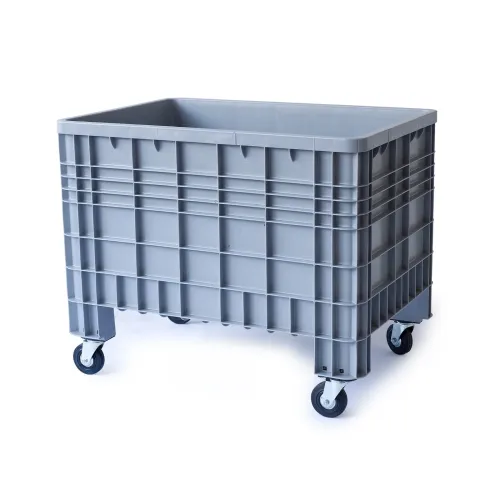 Gesloten palletbox op vier wielen — 120 × 80 cm — hoofdaanzicht