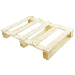 Displaypallet van hout — 80 × 60 cm, drie sledes — productaanzicht