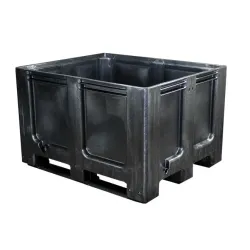 Recyclaat palletbox op drie sledes — blokformaat — productaanzicht
